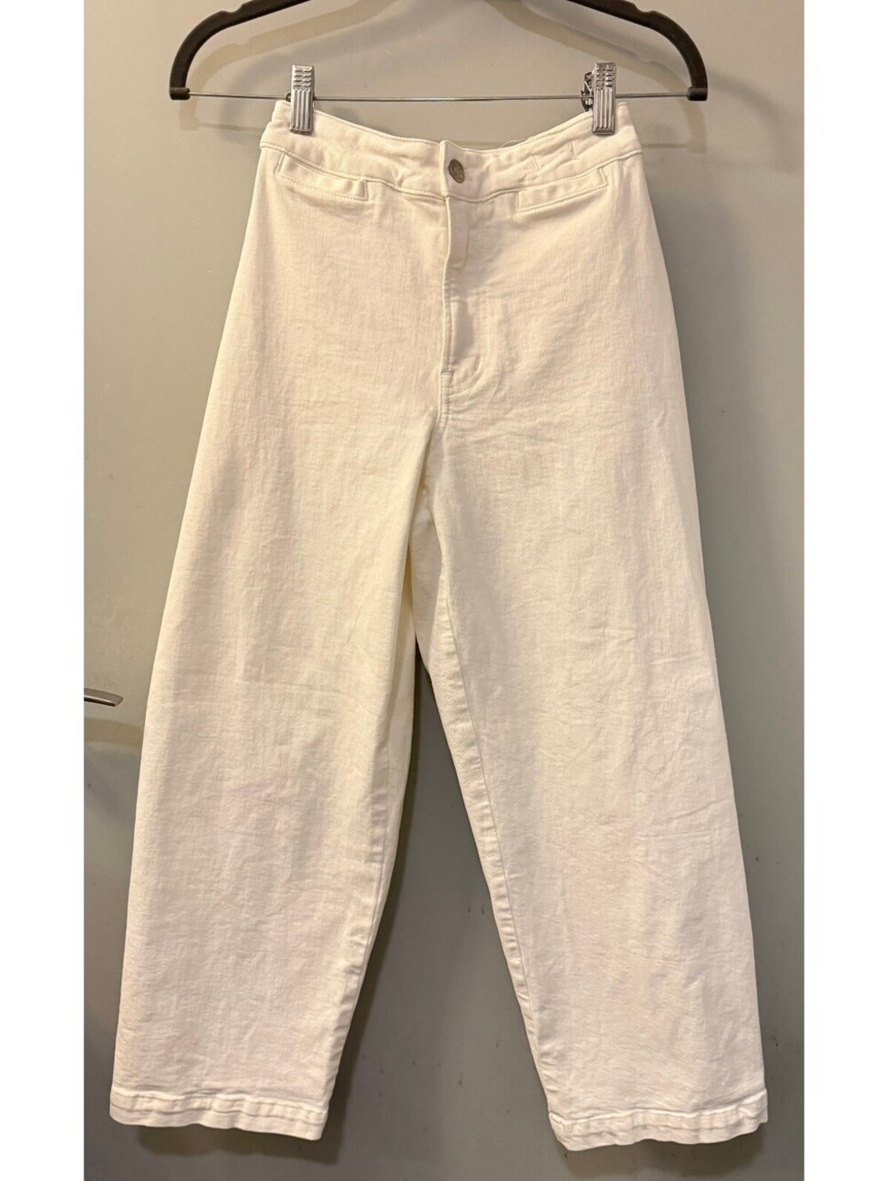 Madewell Curvy Emmett Wide Leg Pants 24 White Cream Cropped Ankle High Rise - Picture 2 of 7